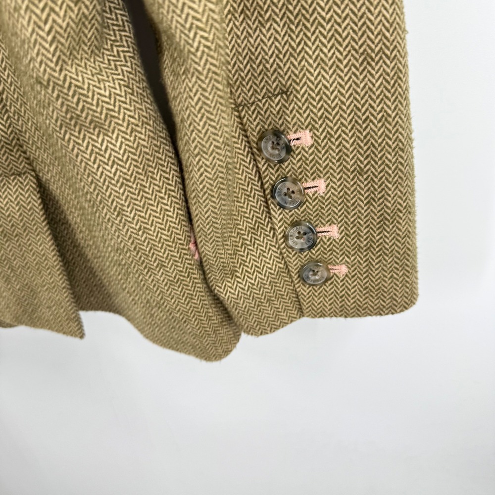 Vintage Y2K American Eagle Blazer Tan Herringbone Pink Floral Embroidered Size M - Picture 8 of 10